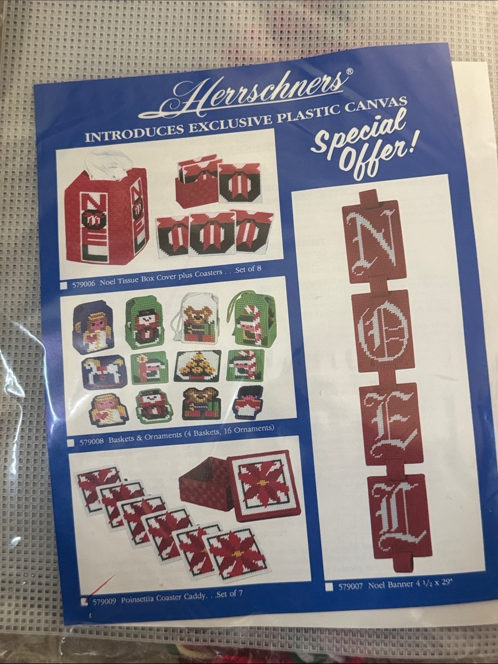 Red Poinsettia Holiday Plastic Canvas coaster needlepoint Kit